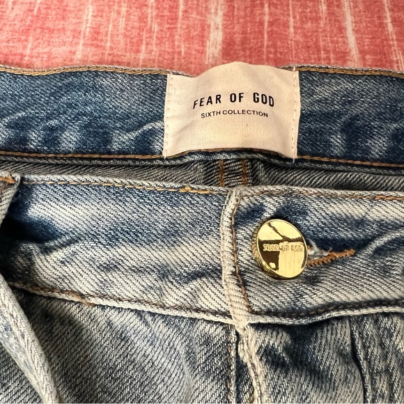 FEAR OF GOD SIXTH COLLECTION Blue Distressed Slim Tapered Men's Jeans W34 L34 - Picture 3 of 13